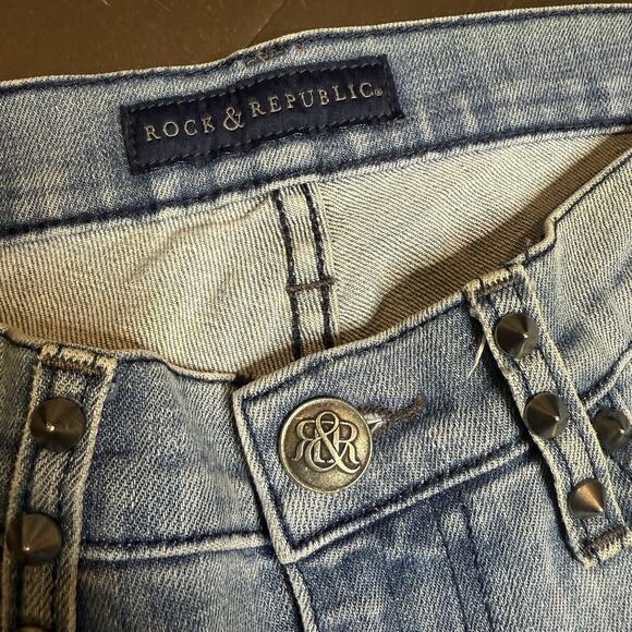 Rock & Republic Kasandra Women’s Studded Light Wash Jeans 6M Bootcut Designer - Picture 4 of 13